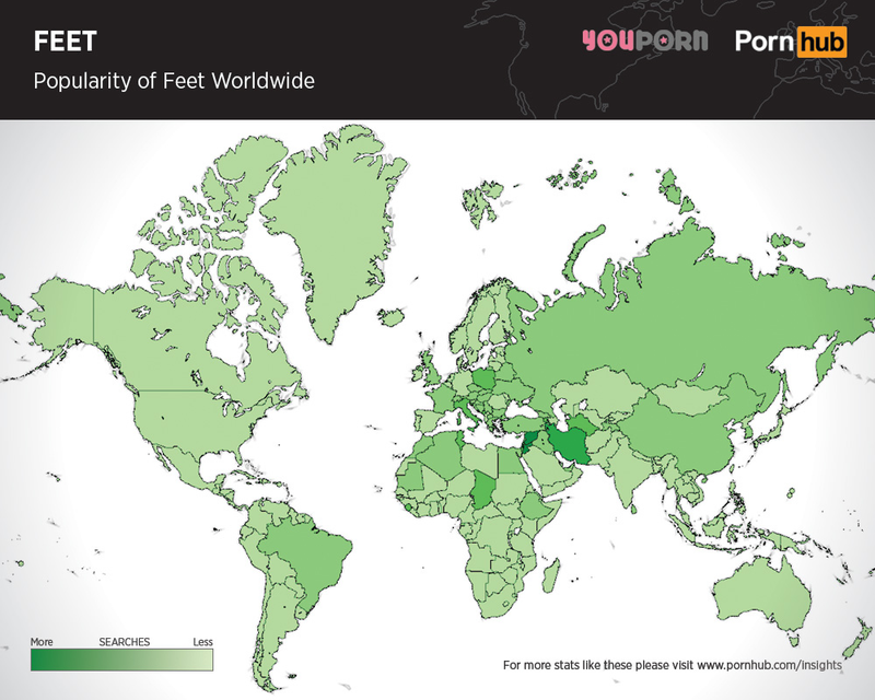Illustration for article titled Maps show which body parts in porn are the most popular across the world